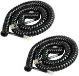 Awishwell Telephone Cord, 2 Pack RJ9 4P4C Phone Cord for Landline, 8Ft Uncoiled 1.4Ft Coiled No Tangle Phone Cord, Black Phone Line Cord