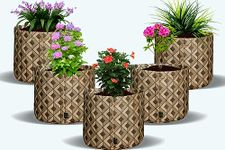 GREEN DECOR -400 GSM Non Woven Fabric-Vegetable/Flower/Plant Grow Bags Pots for Plants & Gardening - (Square Check Print, Brown Color -(Width) 10 Inch X (Height) 8 Inch - Pack of 5 Piece