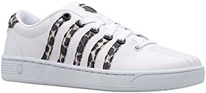 K-Swiss Women's Court Pro Curves Sneaker, White/Metallic/Leopard, 8 M