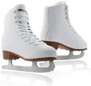 WELLWON Figure Ice Skates for Women Girls Lace-Up Adult Figure Skate Ice Hockey Skates for Outdoor and Skating Rink, White