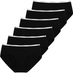 INNERSY Women Black Knickers Sexy Underwear Stretch Cotton Briefs Logo Panties Pack of 6 (14, 6 Black)