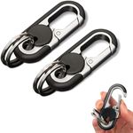 Men's Car Key Chain 2pcs, Personalized Creative Stainless Steel Car Keychain for Men (Black,Black)