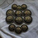 REENA Shield Bronze New 6+6 Metal Buttons Sew on Buttons for Coats Jeans Jackets etc. Bronze Finish (Shield Bronze New 6+6)