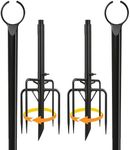 Utopia Home String Light Poles Circle, 9FT Light Poles for Outside String Lights with 2 in 1 Assembly with Clips and Fork for Garden, Backyard, Patio, Deck, Wedding, Party - 2 Pack - Black