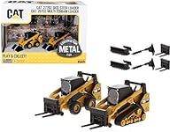 Set of 2 Pieces CAT Caterpillar 272D2 Skid Steer Loader and CAT Caterpillar 297D2 Multi Terrain Track Loader with Accessories 1/64 Diecast Models by Diecast Masters 85609