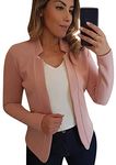 OMZIN Womens Casual Open Front Blazers Solid Color Long Sleeve Work Office Jacket Blazer Rose 3XL