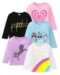 Kuchipoo Girls Regular Fit Full Sleeves Cotton T-Shirts (KUC-TSHRT-458, 6-7 Years, Multi-Colored)