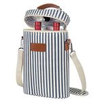 Tirrinia 2 Bottle Wine Tote Carrier - Leakproof & Insulated & Padded Versatile Cooler Bag for Travel, BYOB Restaurant, Wine Tasting, Party, Great Christmas Gift for Wine Lover, Stripe