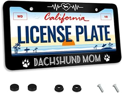 Dachshund Mom License Plate Frame Dog Mom Animal for Car Decorative Parts Stainless Steel Rustproof License Plate for Standard Us Canada License Plate Holder 12x6 Inch