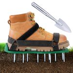 Ohuhu Lawn Aerator Shoes with Stainless Steel Shovel, Free-Installation Aerating Shoes with Hook & Loop Straps, Heavy Duty Spiked Aerating Sandals, Universal Size for Yard Patio Garden Grass Lawn