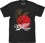 Tee Luv Men's Miller Genuine Draft T-Shirt - Faded Miller Beer Eagle Shirt, Black, 3XL