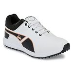 VALLINO Men's White and Black Leather Lace-up Professional Golf Shoes 10UK