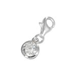 jewellerybox Sterling Silver Round Crystal Clip on Charm