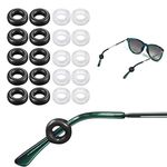 Techson Eyeglass Temple Tips, 10 Pairs Silicone Round Eyewear Retainer, Invisible Anti-Slip Glasses Holder (5 Pairs Black and 5 Pairs Clear)