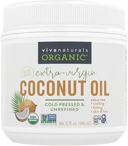 Viva Naturals Organic Coconut Oil - Unrefined and Cold-Pressed, Natural Hair Oil, Skin Oil and Cooking Oil with Fresh Flavor, Non-GMO Extra Virgin Coconut Oil (Aceite de Coco), USDA Organic, 32 Fl Oz (Pack of 1)