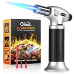 GiBot Blow Torch Lighter Kitchen Butane Culinary Torch Chef Cooking Torch Refillable Adjustable Flame Lighter with Safety Lock for DIY, Creme, Brulee, BBQ and Baking, Butane Gas Not Included,Black