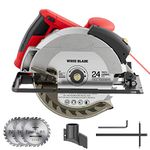 Circular Saw Electric 1500W Corded Circular Saw 12A 5500RPM with 7-1/4'' 185mm Circular Saw Blade, 3 Saw Blades, Laser Guide, Max Cutting Depth 2.45'' (90°), 1.81'' (45°) for Wood and Log Cutting