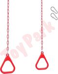 Toy Park Gym Trapeze Ring Set for Kids/Adults Trapeze Bar Flying Pull up Ring Sports Outdoor & Indoor Gym Swing (Red)