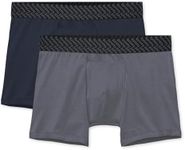 Tommy John Men’s Trunk 4” Underwear, Cotton Basics Boxers with Contour Pouch, Soft Naturally Breathable Stretch Fabric Mens Underwear for Daily Wear, 2 Pack (Dress Blues/Turbulence, Medium)