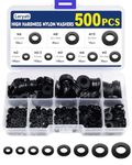 500 Pcs Nylon Plastic Washers, Leryati Black Round Spacer Washers Assortment, Pressure Washer O Rings Spacers, Washers for Screws Bolts for Plumbing Mechanical Repair -M2/M2.5/M3/M4/M5/M6/M8/ M10