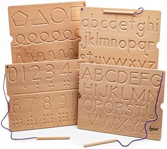 Hulats Learn to Write - Number & Letter Tracing Boards for Kids Ages 3-5 - Wooden Alphabet Learning Montessori 3 Year Old Toddler Writing Tools Beginners - Homeschool Preschool Classroom Must Haves