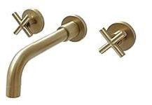 SITGES Gold Bathroom Faucet, Double Handle Wall Mount Bathroom Sink Faucet and Rough in Valve Included (Gold)