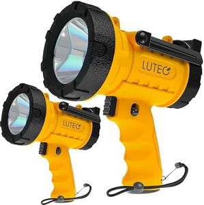 LUTEC 2 Pack Rechargeable Spotlight Flashlight with High Lumen LED, IP67 Waterproof Rechargeable Spotlights Handheld with 4 Modes Search Light with Foldable Stand and Red Light Filter (Orange)
