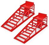 GarveeTech 2 Pack Car Ramps, 5T 12,000 Lbs Hydraulic High Lift Service Automotive Car Lift, Low Profile Heavy Duty Car Ramps for Oil Changes, Fully Welded Structure Home Garage Auto Lifts, Red