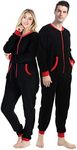 dressfan Unisex Pajamas Onesie Jumpsuit Loungewear Thermal Zipper Non-Footed,Women&Men…, Black, Large