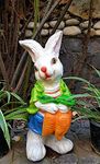 Thedecorshed Bunny with Carrot for Home Decoration, Garden Statues, Garden Animals, Outdoor and Balcony Multicolour