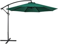 Yaheetech Cantilever Parasol Umbrella 3m Outdoor Sun Shade Banana Hanging Umbrella Parasol Beach Umbrella with Crank Handle & Cross Base & Ribs Dark Green