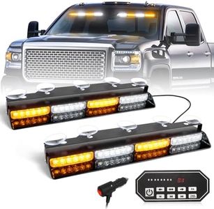 HLauto 604N Emergency Dash Strobe Lights w/Controller: 2x16.8 inch Amber White Security Light w/Take Down, 48 LED Safety Flashing Warning Hazard Interior Windshield Light Bar for Truck Vehicle