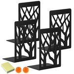 DIFIT Book Ends, Heavy Duty Book Organizer, Decorative Metal Bookends for Shelves, Book Ends for Heavy Books, Home, Office Desk, Kitchen(6.9 x 3.5 x 4.7 Inch - 2 Pairs)