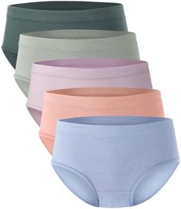 BAMBOO COOL Womens Underwear, Moisture-Wicking Briefs, Soft and Breathable Panties, Mid Waist, 5-Pack
