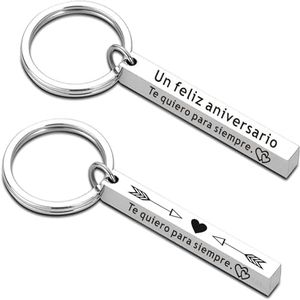 FANAOREN Regalo Primer Aniversario Pareja, Regalo Aniversario Pareja, Primer Aniversario llavero, Regalo Aniversario, Regalos San Valentin, Regalos Aniversario para Hombre Mujer (Plata-A)