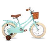 STITCH Manchi 14 Inch Kids Bike for Age 3 4 5 Girls, 14 Inch Wheel Girls Bike With Basket & Stabilisers,Mint Green