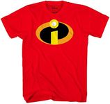 Disney The Incredibles Movie Basicon Logo Icon Costume Adult T-Shirt (Soft Red,Large)