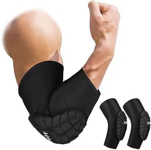 Dialudon Youth Padded Arm Sleeve Elbow Forearms Commpression Pads Protection for Football Basketball Volleyball Adult 2 Pack Black