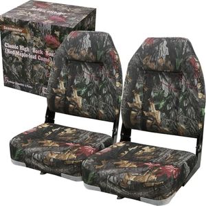 Seamander Camouflage Heigh Back Boat Seat with Back Pocket & Breathable Mesh Bottom - 110° Ergonomic Design, Premium Gift Box 16.2"W*15.4"D*23.6"H (B-Camo-H)