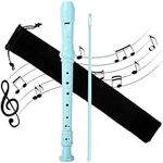 WSNDM Recorders for Children, Traditional Soprano Three Piece Descant Recorder, with Bag and Cleaning Rod, 8 Hole ABS Clarinet German Style Treble flute C Key, Suitable Beginner (Blue)