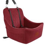 Wooaidagg Dog Booster Car Seat for Medium Sized Dog,Pet Travel Car Bed with Seat Belt Channle,Fully Detachable and Washable Car Dog Seat with Adjustable Straps,Easy to Install (Red, Medium)