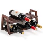 Peohud Acacia Wood Countertop Wine Rack, 8 Bottles Wooden Wine Holder Stand, 2 Tier Free Standing Wine Storage Display Shelf for Home Kitchen Bar Table Top Cabinet Pantry Wine Cellar Basement