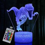 TEUVO 3D Dinosaur Night Light for Boys, Dimmable LED Dinosaur Lamp with Remote Control for Bedroom, 16 Changing Colors, Gifts for Kids(Style B)