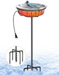 JOYSEUS Heated Bird Bath-35 Inches High, 75W Birdbath Water Heater & Deicer-Deep Bowl with Reinforced Auger Drill Bit, and 5-Prong Bases Perfect for Your Garden.