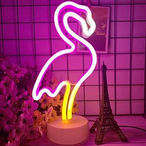 NIWWIN Flamingo neón, neón LED decorado lámparas de mesa, lámparas de noche con batería/USB, decoración de habitaciones infantiles, Decoraciones festivas, decoración de bodas de fiesta.