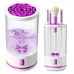 2026 Upgraded Electric Makeup Brush Cleaner, 7000 RPM High-Speed Deep Cleanser with 1200mAh Battery, Type-C Rechargeable Automatic Spinner, 5-Min Auto-Shutoff for All Cosmetic Brushes,White