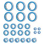 BRKRC 24PCS Complete Blue Ball Bearing Kit for 1/10 Baja Rey & Rock Rey RC Buggy Desert Truck Upgrade Parts