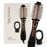 MakeMeeBold 3-in-1 Hot Air Brush | Hair Dryer, Straightener & Volumizer | 1.5-Inch Barrel | 1200W Blow Dryer Brush with Ceramic Coating | For All Hair Types | Gifts for woman (Black - Rose Gold)