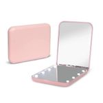 Kintion Pocket Mirror, 1X/3X Magnification LED Compact Travel Makeup Mirror, Compact Mirror with Light, Purse Mirror, Folding, Handheld, Small Lighted Compact Mirror for Gift, Pink