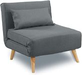 Linen Corner Sofa Bed Comfortable Chair Single Seater Adjustable Suite Dark Grey